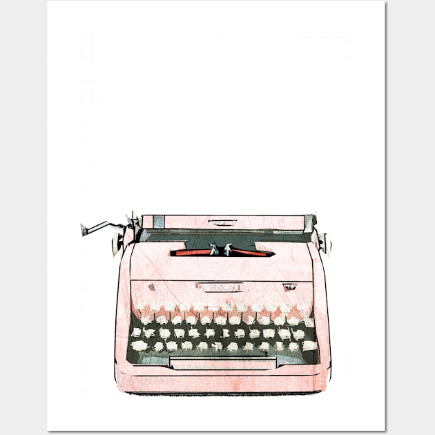 Digital Retro Relic Collection Vintage Pink Typewriter Wall Art by SodaArtStudio